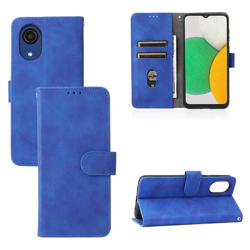 tui Pour Samsung Galaxy A03 Core Protection Complte Coque En Cuir Folio Flip Insertion De Carte Housse De Protection Avec Porte-Cartes Kickstand - Bleu