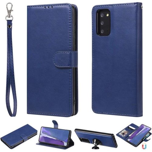 tui Pour Samsung Galaxy Note20 / N980 6,7 Pouces Pu+Tpu Dtachable 2 En 1 Housse Coque  Rabat Magntique Et Couverture Arrire Stent Fonction Portefeuille Bleu