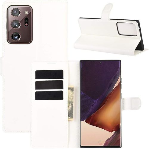 tui Pour Samsung Galaxy Note20 Ultra 6 9 Pouces Pu Cuir Housse Flip Coque Litchi Motif Avec Built Stand Et Magntique Fermeture Portefeuille Shell De Protection Blanc
