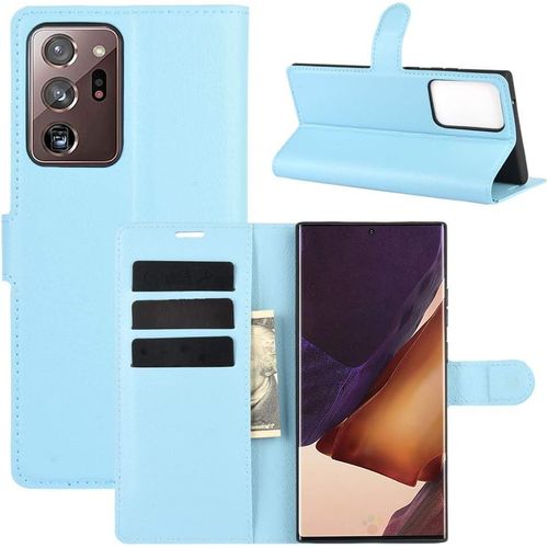 tui Pour Samsung Galaxy Note20 Ultra 6 9 Pouces Pu Cuir Housse Flip Coque Litchi Motif Avec Built Stand Et Magntique Fermeture Portefeuille Shell De Protection Bleu