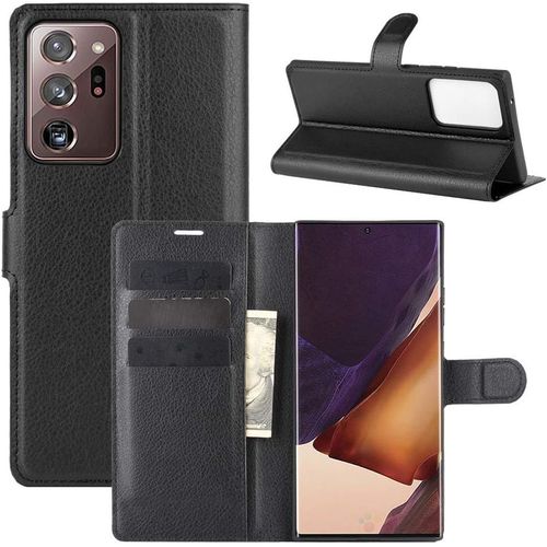 tui Pour Samsung Galaxy Note20 Ultra 6 9 Pouces Pu Cuir Housse Flip Coque Litchi Motif Avec Built Stand Et Magntique Fermeture Portefeuille Shell De Protection Noir
