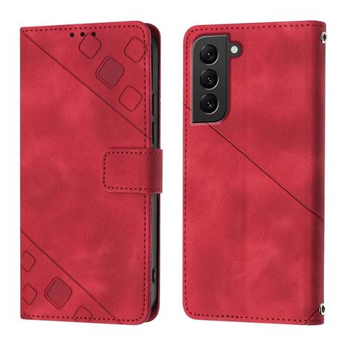 tui Pour Samsung Galaxy S22 5g Portefeuille  Rabot Cuir Magntique Titulaire De La Carte - Rouge