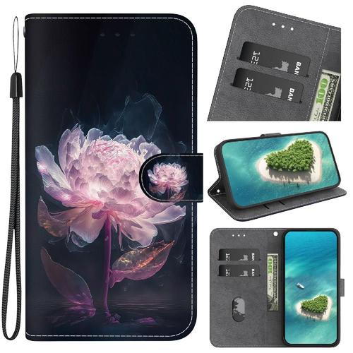 tui Pour Samsung Galaxy S24 Ultra 5g Fentes Pour Cartes Portefeuille Fermeture Magntique Fleur Papillon Peinte Cuir Pu - C1