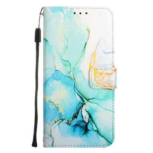 tui Pour Vivo Y78 Plus 5g Portefeuille Motif De Marbre Bicelle Cuir Pu - Vert