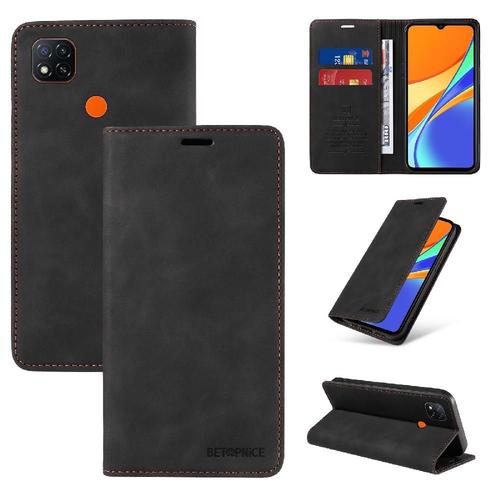 tui Pour Xiaomi Poco C3 Portefeuille Folio Magntique Cuir Pu Protecteur - Noir