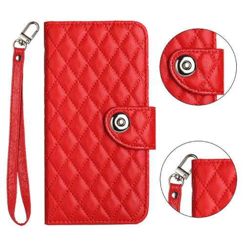 tui Pour Xiaomi Redmi Note 8 Pro Bande De Poignet Portefeuille Couverture Titulaire De La Carte Protection lgante Antichoc - Rouge