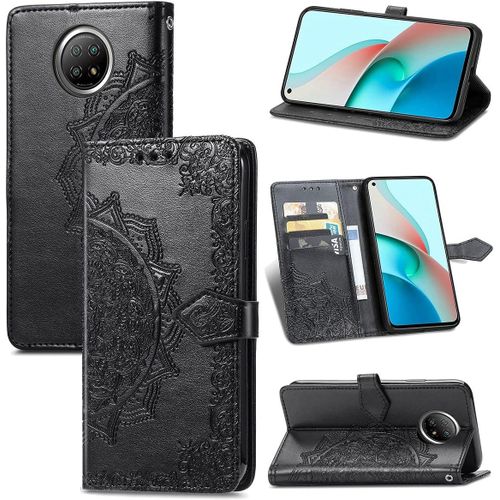 tui Pour Xiaomi Redmi Note 9s/9 Pro/9 Pro Max 6 67 Pouces Pu Magntique Pochette Cuir Housse Charmant Mandala Gaufrage Design Stent Fonction Rabattable Noir