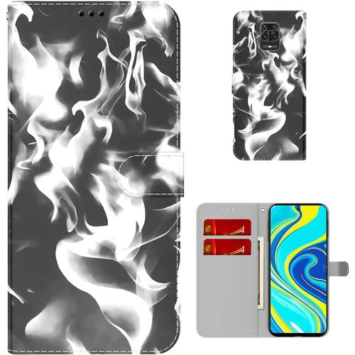 tui Pour Xiaomi Redmi Note 9s/ 9 Pro/ 9 Pro Max 6,67 Pouces Pu Magntique Pochette Cuir Housse Motif De Nuages Rabattable Case Stent Fonction Cover Noir