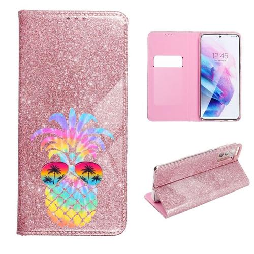 Etui Rabat Oppo Reno 4z Paillettes Rose Ananas Tie And Dye Lunettes