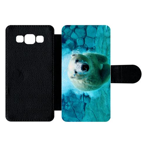 Etui  Rabat Galaxy A5 (2015) - Gros Ours Blanc Plongee - Simili-Cuir - Noir