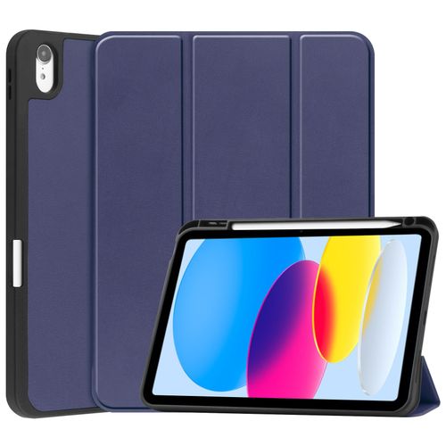 Etui Tablette Ipad 10 10.9 2022/Ipad 10/Ipad 2022 10.9,Coque Ipad 10 10.9 2022/Ipad 10/Ipad 2022 10.9,Etui En Pu Support Triple Pour Votre Ipad 10 10.9 2022/Ipad 10/Ipad 2022 10.9,Bleu