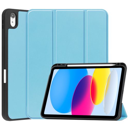 Etui Tablette Ipad 10 10.9 2022/Ipad 10/Ipad 2022 10.9,Coque Ipad 10 10.9 2022/Ipad 10/Ipad 2022 10.9,Etui En Pu Support Triple Pour Votre Ipad 10 10.9 2022/Ipad 10/Ipad 2022 10.9,Ciel Bleu