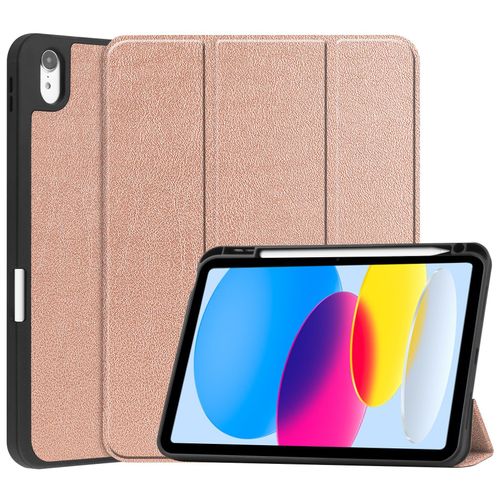 Etui Tablette Ipad 10 10.9 2022/Ipad 10/Ipad 2022 10.9,Coque Ipad 10 10.9 2022/Ipad 10/Ipad 2022 10.9,Etui En Pu Support Triple Pour Votre Ipad 10 10.9 2022/Ipad 10/Ipad 2022 10.9,Rose