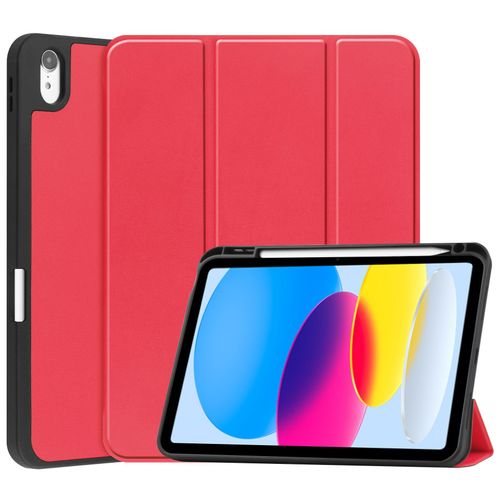 Etui Tablette Ipad 10 10.9 2022/Ipad 10/Ipad 2022 10.9,Coque Ipad 10 10.9 2022/Ipad 10/Ipad 2022 10.9,Etui En Pu Support Triple Pour Votre Ipad 10 10.9 2022/Ipad 10/Ipad 2022 10.9,Rouge