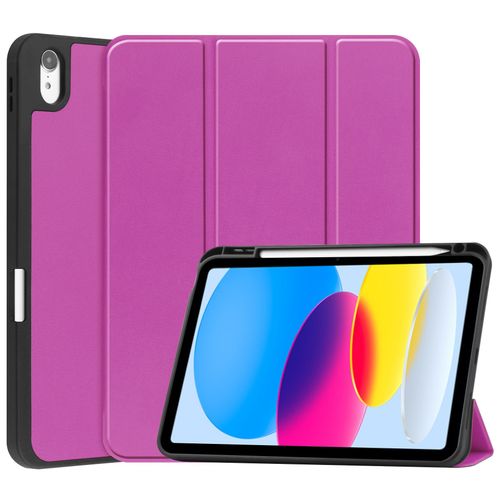 Etui Tablette Ipad 10 10.9 2022/Ipad 10/Ipad 2022 10.9,Coque Ipad 10 10.9 2022/Ipad 10/Ipad 2022 10.9,Etui En Pu Support Triple Pour Votre Ipad 10 10.9 2022/Ipad 10/Ipad 2022 10.9,Violet