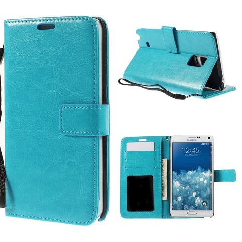 Etui Type Portefeuille Bleu Samsung Galaxy Note Edge Sm-N915 Rabat Latral Fonct