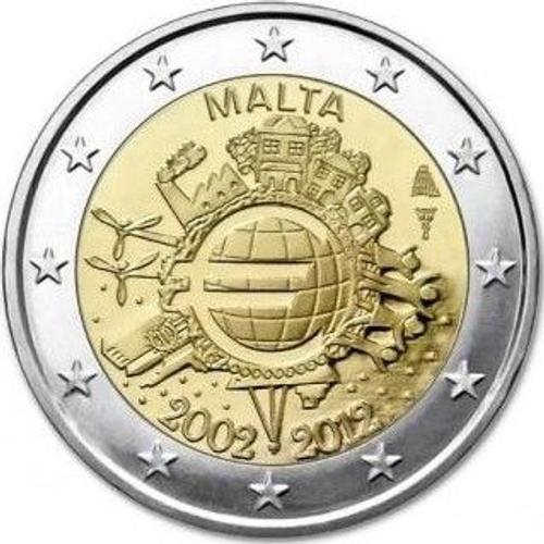 Euro - Pice 2 Euros Commmorative - 2012 - Malte - 10 me Anniversaire De L'introduction Des Pices Et Billets En Euro