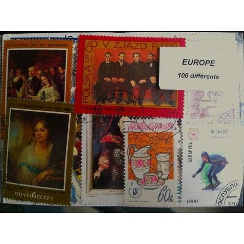 Europe 100 Timbres Obliteres Differents Tous Pays