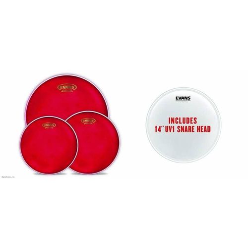 Evans Epp-Hruv1-S - Pack Peaux Standard - Hydraulic Rouges (12'', 13'', 16'') Et Sable Uv1 (14'')