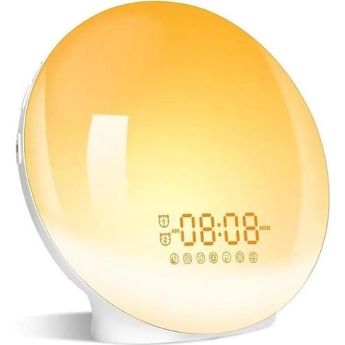 Eveil Lumire Led Radio Rveil Matin Lumineux Lampe De Chevet 20 Niveaux De Luminosit Simulateur D\'aube Et Crpuscule 2 Rveils 7 S