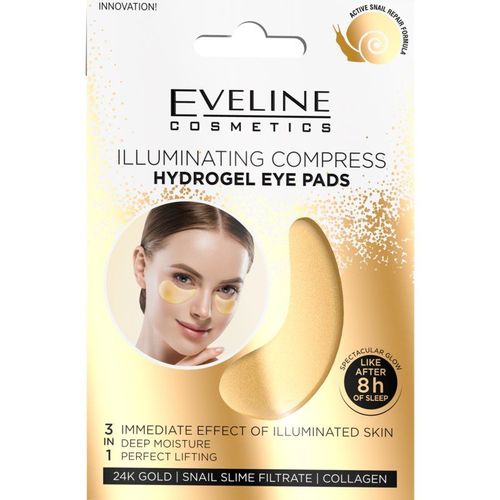 Eveline Cosmetics Gold Illuminating Compress Masque Hydrogel Contour Des Yeux  L'extrait De Bave D'escargot 2 Pcs