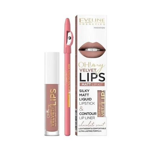 Eveline Ensemble Lvres Velours: Rouge  Lvres Liquide Mat 4,5 Ml + Crayon  Lvres 11 Cookie Milkshake