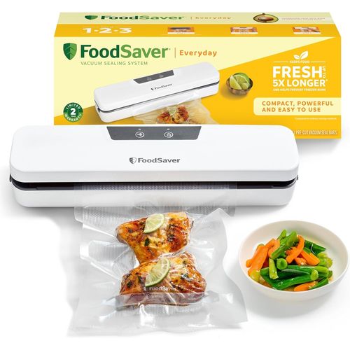 Everyday Machine Sous Vide Alimentaire | Conserve La Fracheur De Vos Aliments | Appareil De Mise Sous Vide Avec Design Compact | Avec 5 Sacs D'Emballage Sous Vide (0,94L & 3,78L) | Vs0290X