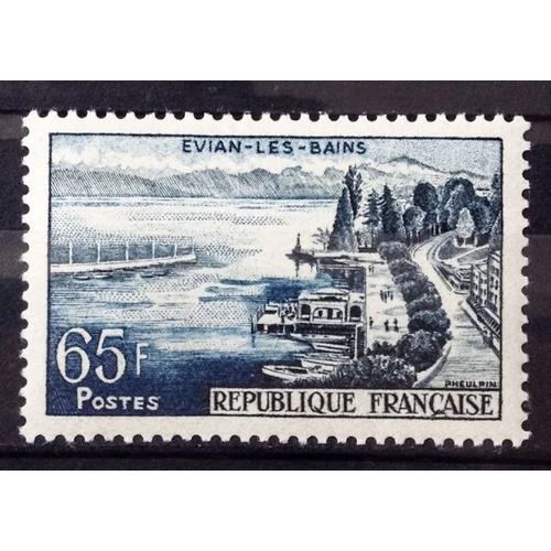 Evian-Les-Bains 65f Bleu-Noir (Impeccable N 1131) Neuf** Luxe (= Sans Trace De Charnire) - France Anne 1957 - N25481