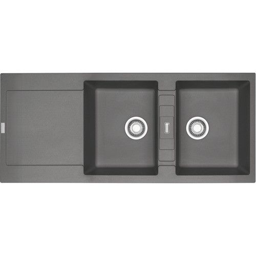 vier De Synthse Maris Fragranit -  Encastrer - 2 Cuves + gouttoir - Coloris Onyx - Mrg621 Franke