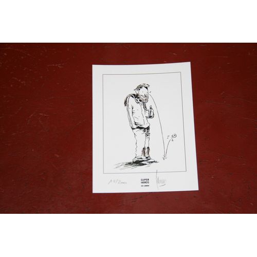 Ex Libris Super Hros Fabcaro Format 100 X 140 Mm Exemplaire 18/200 Sign En Tres Tres Bon Etat Comme Neuf