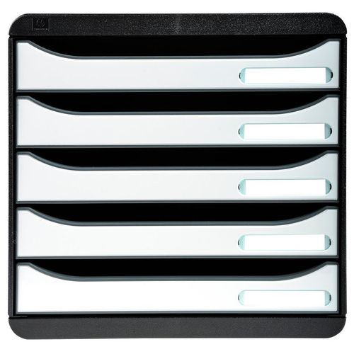 Exacompta Big-Box Plus 5 Tiroirs A4+ Glossy Noir/Blanc Glossy