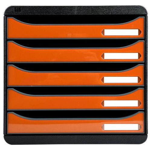 Exacompta Big-Box Plus Glossy 5 Tiroirs Noir/Tangerine Glossy