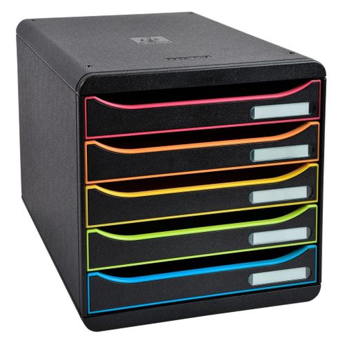 Exacompta Big Box Plus Module Classement 5 Tiroirs - 347 X 278 X 271 Mm - Polystyrne Opaque Noir/Arlequin