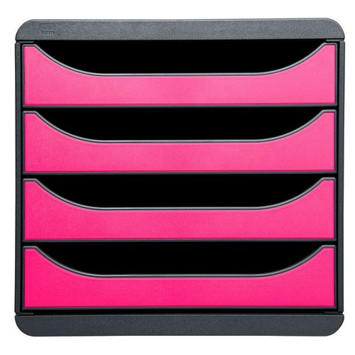 Exacompta - Bigbox - Module De Classement - 4 Tiroirs - Gris/Framboise
