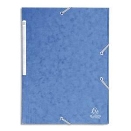 Exacompta Chemise 3 Rabats Et lastique Monobloc , Carte Lustre 5/10e Bleu, lastique Fix Devant