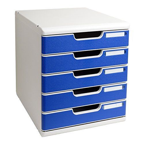 Exacompta Modulo Module De Classement 5 Tiroirs Gris/Bleu