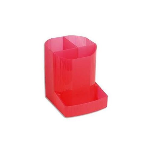 Exacompta Pot  Crayons Mini-Octo - Dimensions : L9 X H11,1 X P12,3 Cm Coloris Framboise Transparent