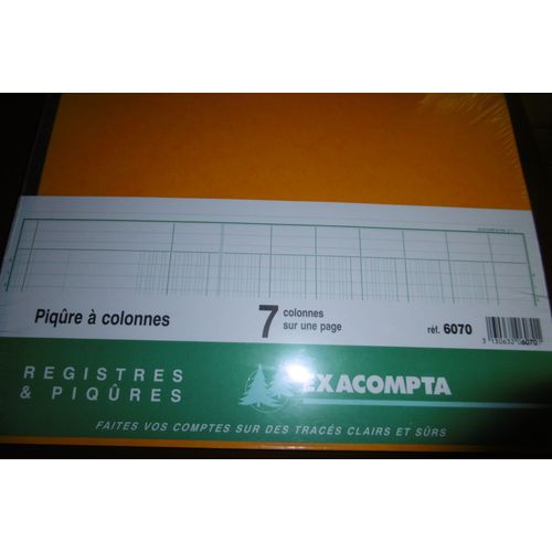 Exacompta Registre 7 Colonnes Sur 1 Page 25x32cm N 6070 Jaune