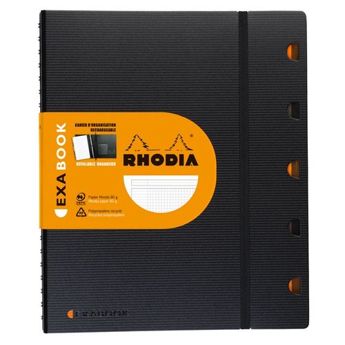 Exacompta Reliure  Spirales Exabook En Polyfoam Noir, Cahier 160 Pages Quadrills