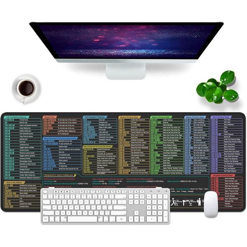 Excel Tapis de souris (version anglaise) Sous-main de bureau XL 800 x 300 mm Grand tapis de souris d'ordinateur Clavier PC Tapis de souris Excel Memorandum (Excel Tapis de souris en anglais).[G1063]