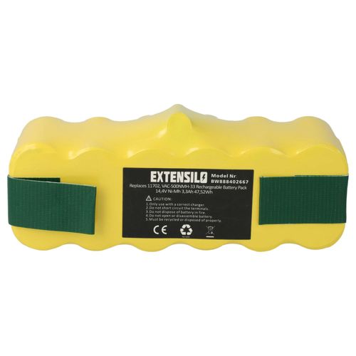 EXTENSILO 1x Batterie compatible avec Klarstein Cleanfriend Veluce R290 robot lectromnager (3300mAh, 14,4V, NiMH)