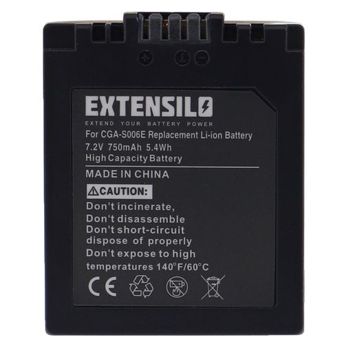 EXTENSILO 1x Batterie remplacement pour Panasonic CGR-S006E, DMW-BMA7 pour appareil photo, reflex numrique (750mAh, 7,2V, Li-ion)