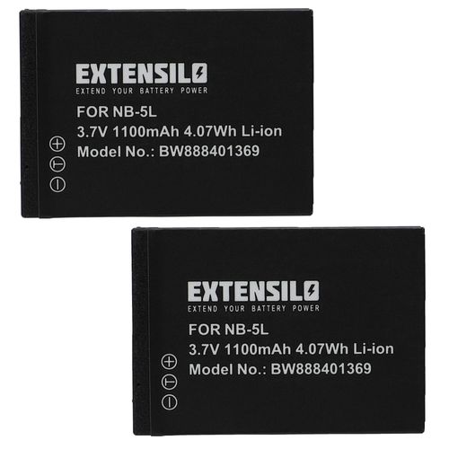 EXTENSILO 2x Batteries compatible avec Canon PowerShot SD700, SD800, SD900, SD900Ti, S100 appareil photo, reflex numrique (1100mAh, 3,7V, Li-ion)