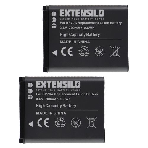 EXTENSILO 2x Batteries compatible avec Samsung ST66, ST70, ST76, ST77, ST6500, ST72, ST73 appareil photo, reflex numrique (700mAh, 3,6V, Li-ion)