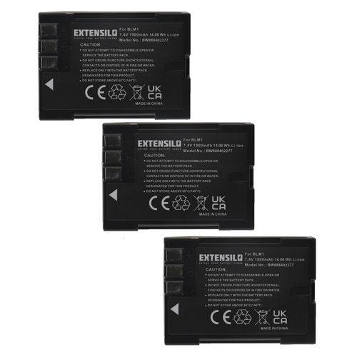 EXTENSILO 3x Batteries compatible avec Olympus E-1, E-3, E-30, E-300, E-330, E-500, E-510 appareil photo, reflex numrique (1900mAh, 7,4V, Li-ion)