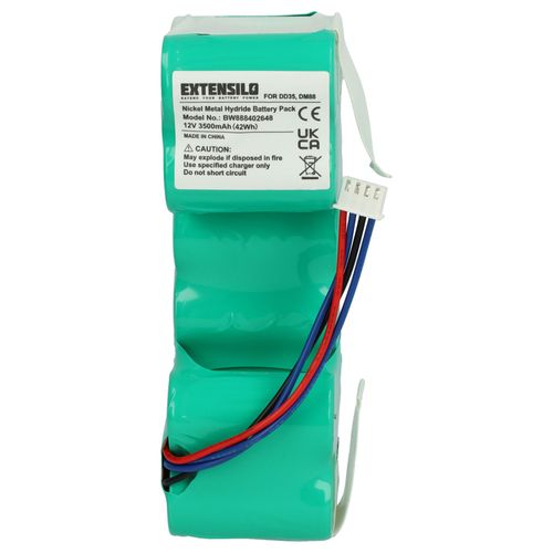 EXTENSILO Batterie compatible avec Ecovacs Deebot 900, DN520, 600, 700, DE5G, DG711, DN33, 901, 907 robot lectromnager (3500mAh, 12V, NiMH)