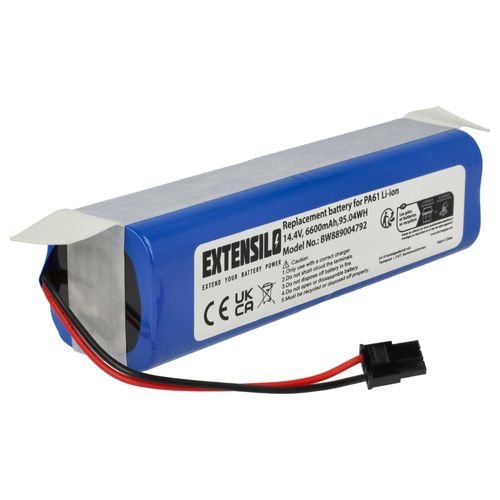 EXTENSILO Batterie compatible avec Eufy RoboVac X8 HYBRID, X8, X8 Pro SES, X8 Pro, Clean X8 Pro robot lectromnager (6600mAh, 14,4V, Li-ion)