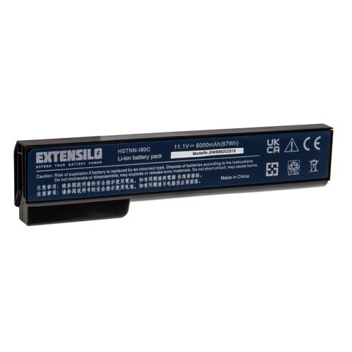 EXTENSILO Batterie compatible avec HP ProBook 6360b, 6460b, 6465b, 6470b, 6475b, 6560b, 6565b, 6570b ordinateur portable (6000mAh, 11,1V, Li-ion)