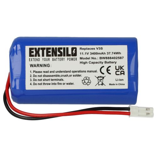 EXTENSILO Batterie compatible avec iLife V3s, V5, V5s, V3 aspirateur (3400mAh, 11,1V, Li-ion)