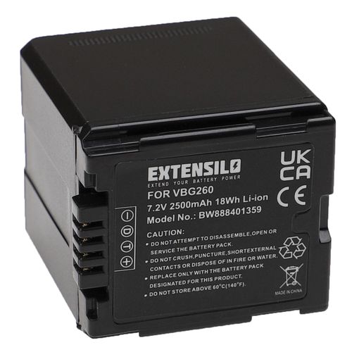 EXTENSILO Batterie compatible avec Panasonic HDC-HS9, HDC-HS700, HDC-SD100, HDC-HS3000 camra vido camscope (2500mAh, 7,2V, Li-ion, noir)